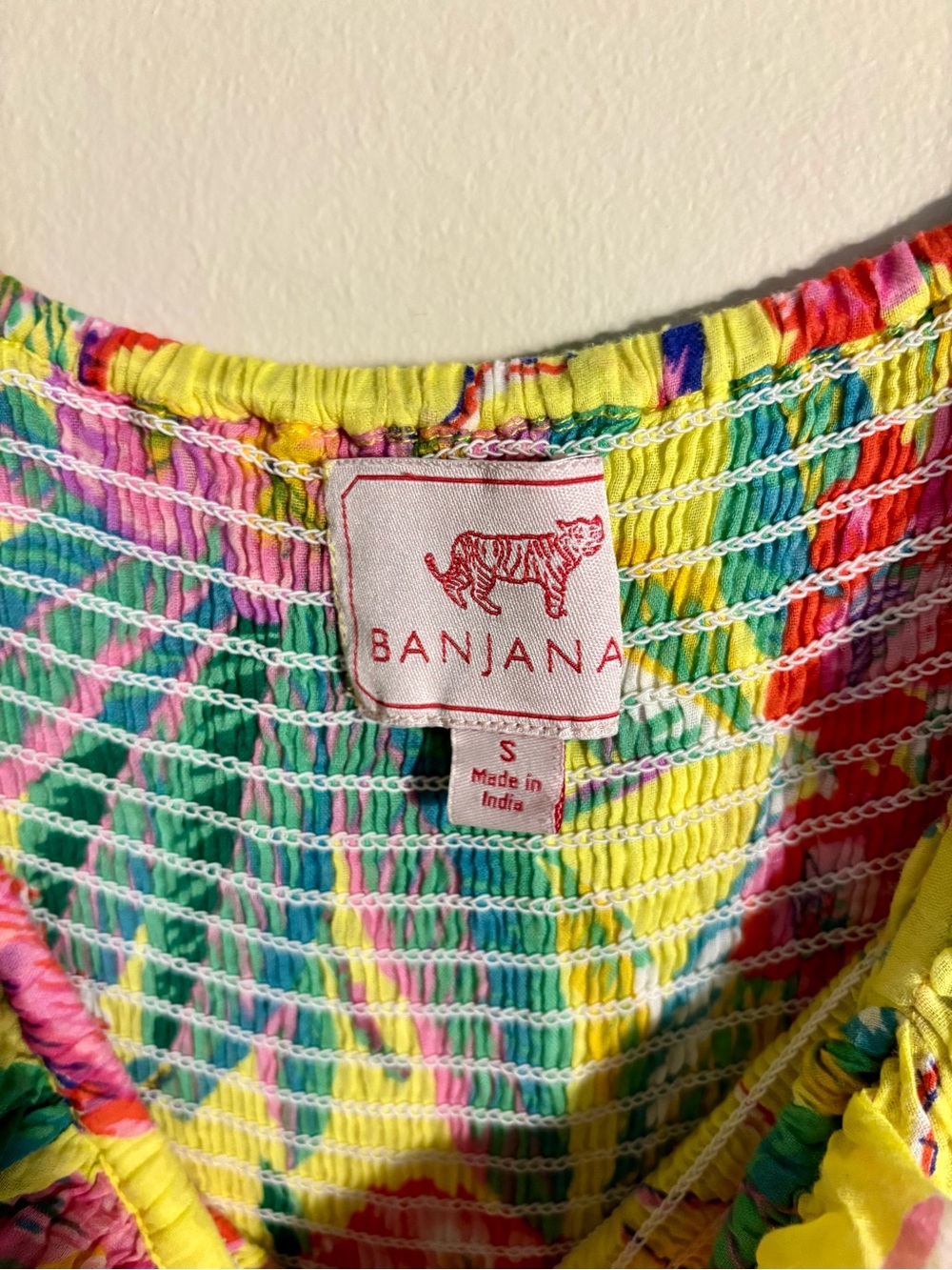 Banjanan - Fox Glove Floral Mini Sun Dress - Sz Small - Bright Yellow Tropical - Picture 4 of 6